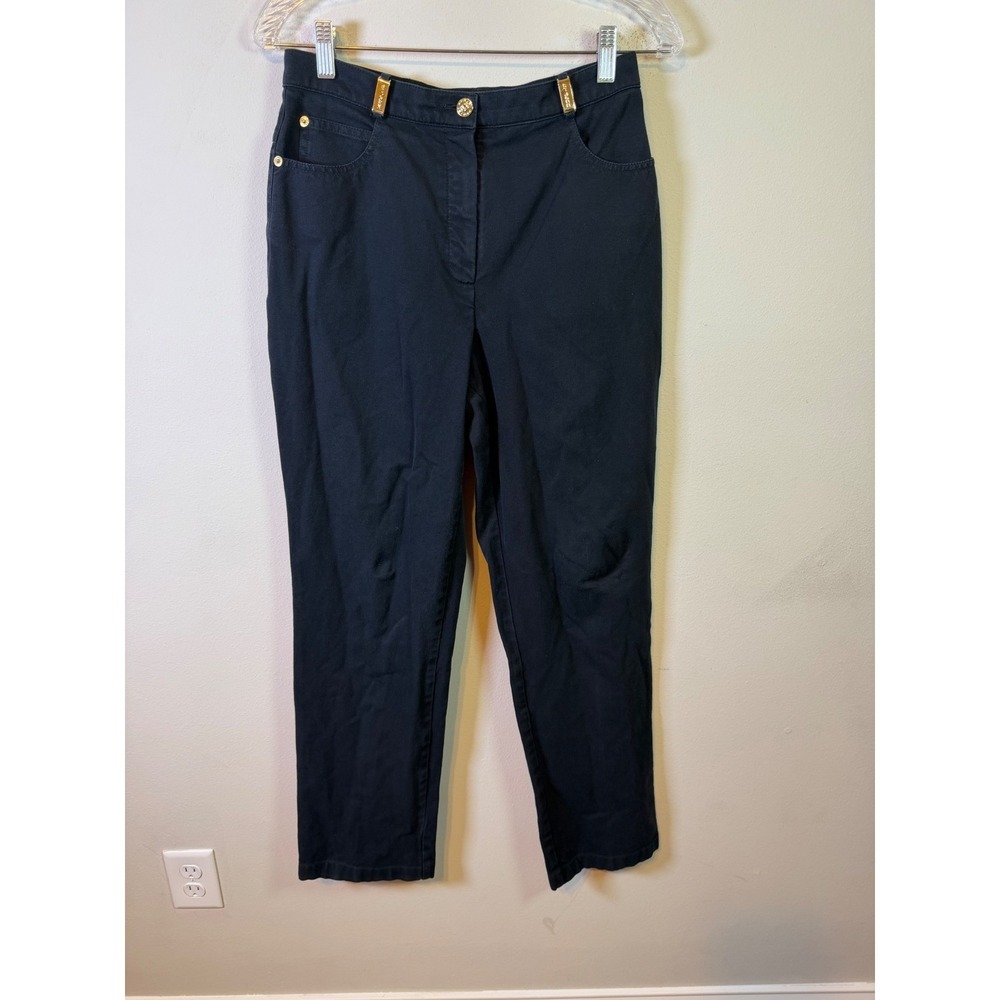 St John Sport Womens Pants Gold Hardware Black Size 6